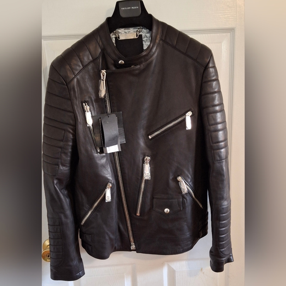 PHILIPP PLEIN LEATHER BIKE JACKET